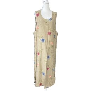 Talbots‎ Womens Dress Size 18 Tan Multicolor  Floral Relax Casual Summer Beach